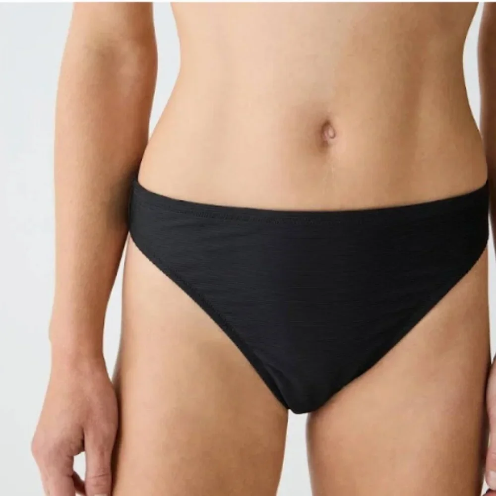 J. Crew Textured Bikini Bottom Black Hi-Rise Resortwear Size XXL NWT